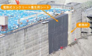 寒中でも安定した温度で、効率よく養生　サンライズ工業の面状発熱体（PTC面状ヒーター）を利用した「電熱式コンクリート養生シート」