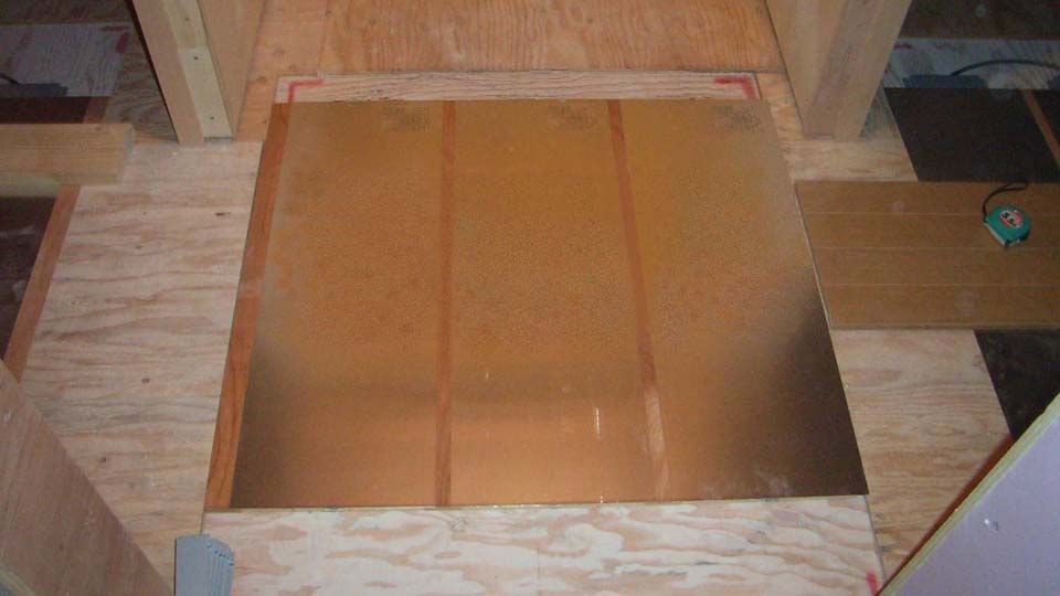 洗面所の電気式床暖房システム「ゆか暖らん」施工工事