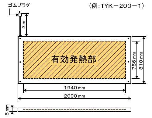 階段の凍結防止、雪を溶かす融雪マット（薄型・低価格・標準タイプ）の構造